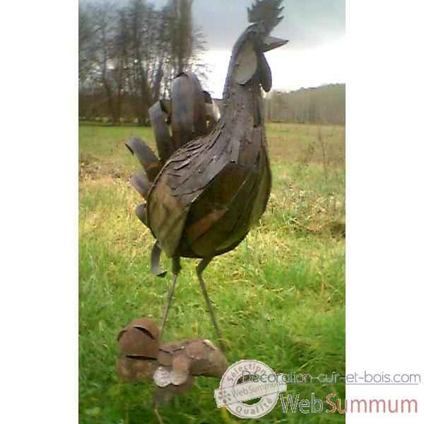 Grand Coq en Metal Recycle Terre Sauvage  -ma35