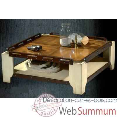 Table basse de 'Pont' grand modele, sans patine, epoque 19eme - 80 x 34 x 80 cm - CA-002