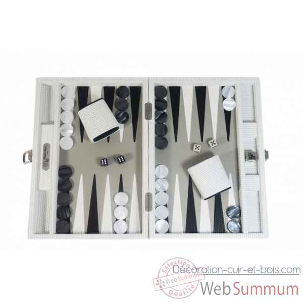Backgammon camille cuir couture medium blanc -B71L-b