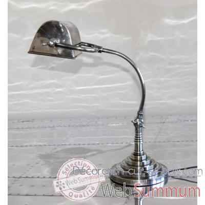 Lampe de bur eau en laiton plaque d\'argent avec abat-jour rectangulaire h 550 x 260 x 300 Arteinmotion LAM-PRO0026