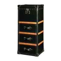 Malle winchester en cuir noir avec 3 tiroirs h 1230 x 520 x 420 Arteinmotion BAU-W IN0014