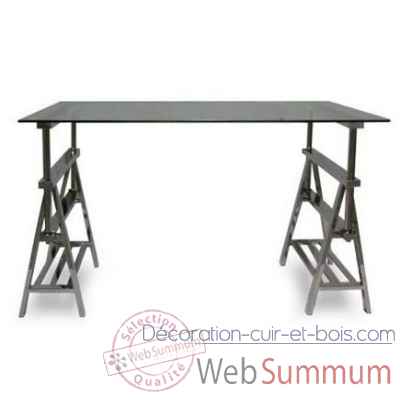 Table desk kansas en acier inox et verre arteinmotion -tav-kan0077