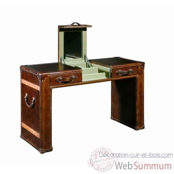 Table dressing en cuir couleur cigare h 760 x 1200 x 440 Arteinmotion TAV-DRE0001