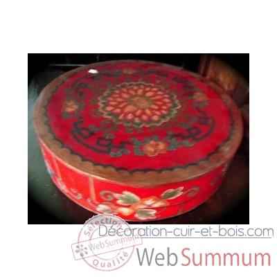 Boite ronde rouge Art Design Indonesien -C3030