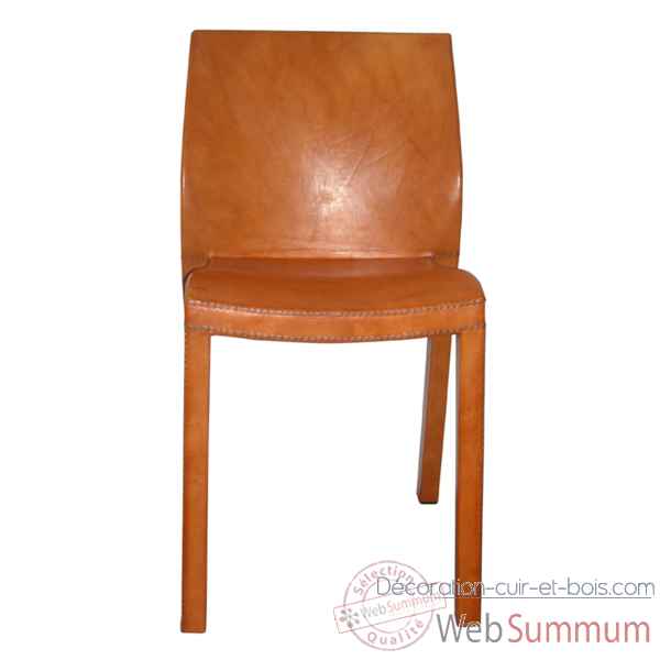 Chaise en plastique recouverte de cuir SolxLuna dos carre -PN916