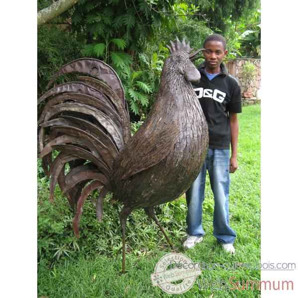 Grand Coq en Metal Recycle Terre Sauvage  -ma81