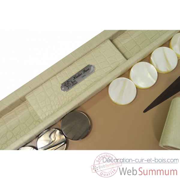 Backgammon alain cuir facon alligator competition cannelle -B672-ca -1