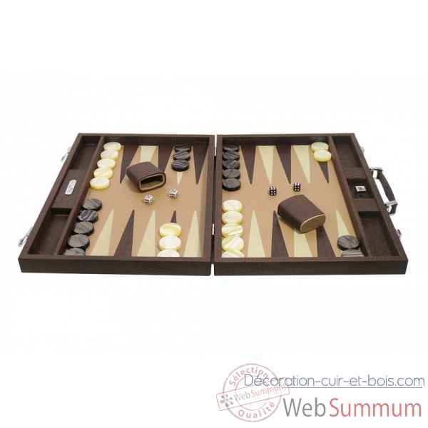 Backgammon alain cuir facon alligator competition havane -B672-h -4