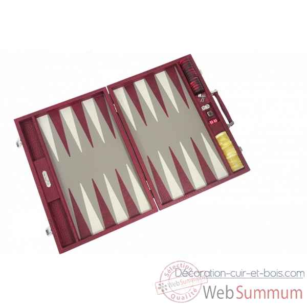 Backgammon alain cuir facon alligator competition rubis -B672-r -7
