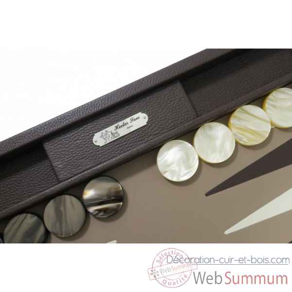 Backgammon baptiste cuir buffle competition chocolat -B652-c -4