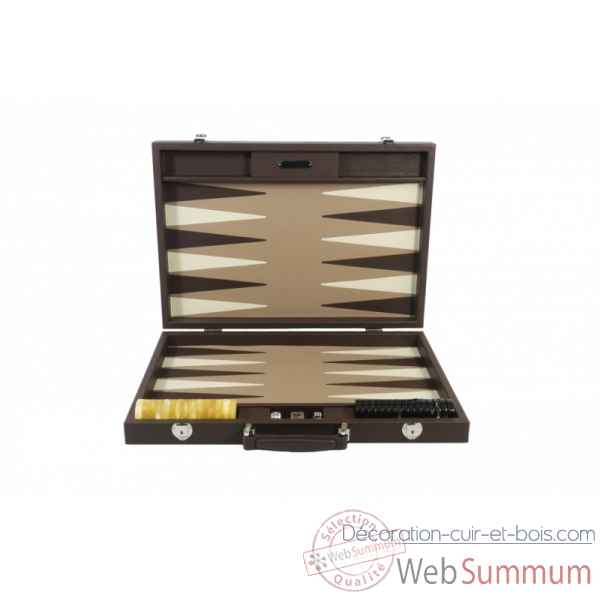 Backgammon baptiste cuir buffle competition chocolat -B652-c -6