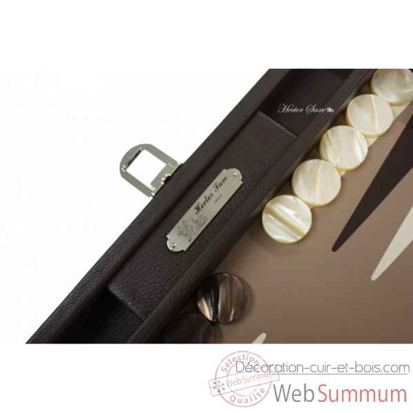 Backgammon baptiste cuir buffle medium chocolat -B52L-c -9