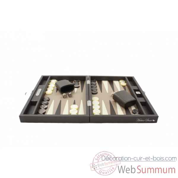 Backgammon baptiste cuir buffle medium chocolat -B52L-c -10