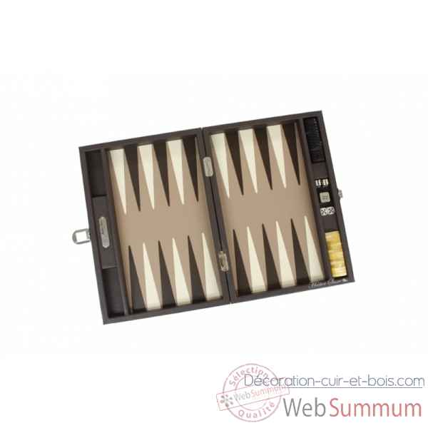 Backgammon baptiste cuir buffle medium chocolat -B52L-c -11