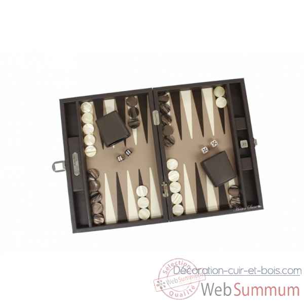 Backgammon baptiste cuir buffle medium chocolat -B52L-c -12