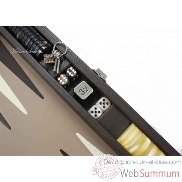 Backgammon baptiste cuir buffle medium chocolat -B52L-c -4