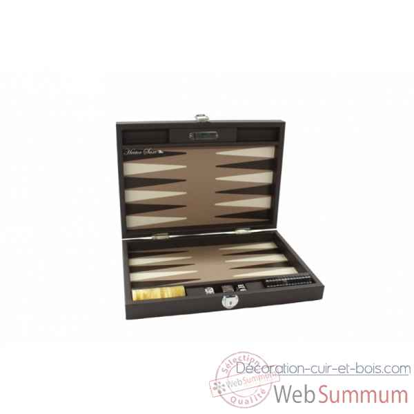 Backgammon baptiste cuir buffle medium chocolat -B52L-c -5
