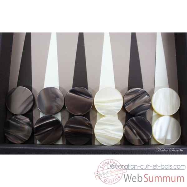Backgammon baptiste cuir buffle medium chocolat -B52L-c -6