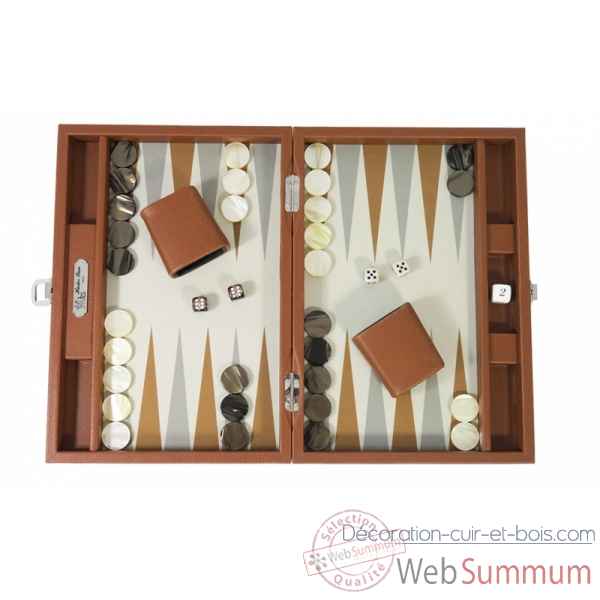 Backgammon basile toile buffle medium chataigne -B20L-c