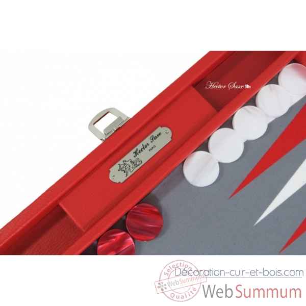 Backgammon basile toile buffle medium rouge -B20L-r -1