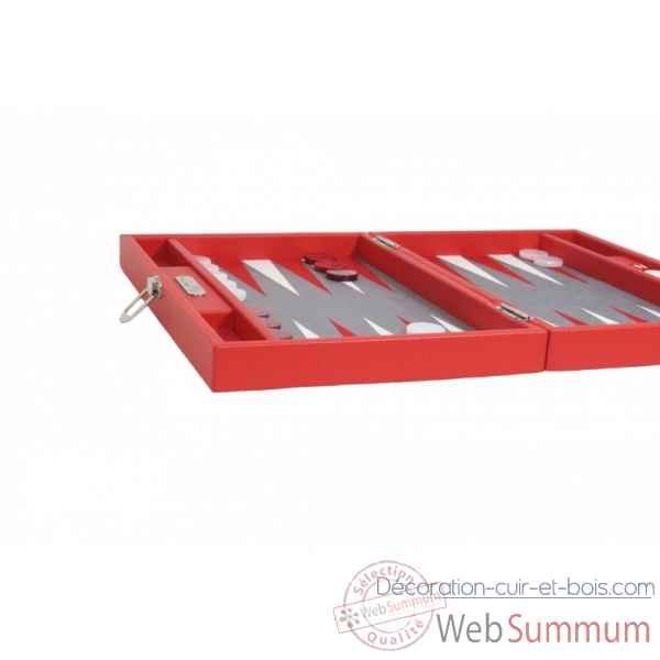 Backgammon basile toile buffle medium rouge -B20L-r -2