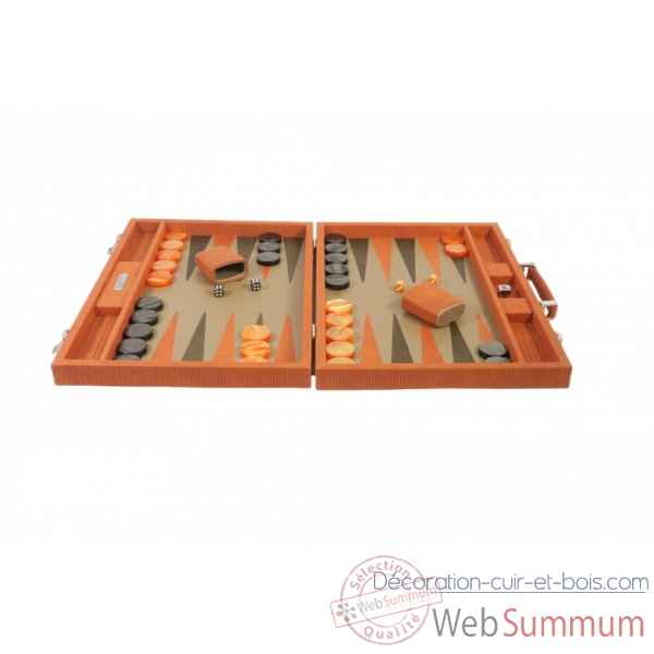 Backgammon camille cuir couture competition orange -B671L-o -1
