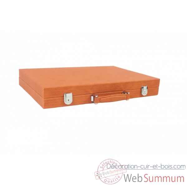 Backgammon camille cuir couture competition orange -B671L-o -2