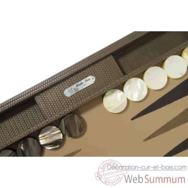 Backgammon camille cuir couture competition terre -B671L-t -3