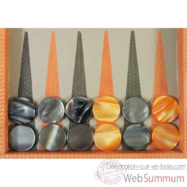 Backgammon camille cuir couture medium orange -B71L-o -1