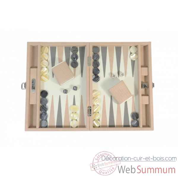 Backgammon camille cuir couture medium poudre -B71L-p