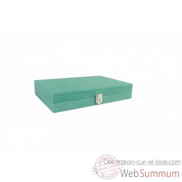Backgammon camille cuir couture medium turquoise -B71L-tu -9