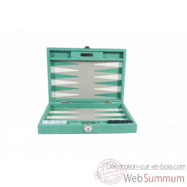 Backgammon camille cuir couture medium turquoise -B71L-tu -4