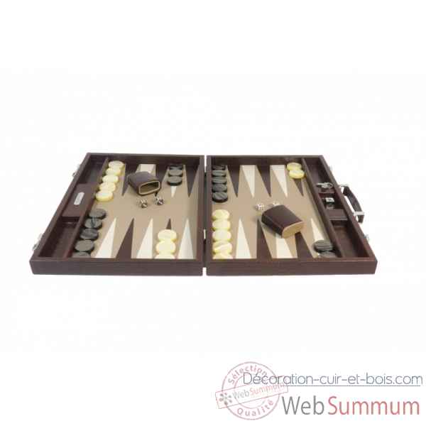 Backgammon charles cuir impression crocodile competition chocolat -B658-c -3