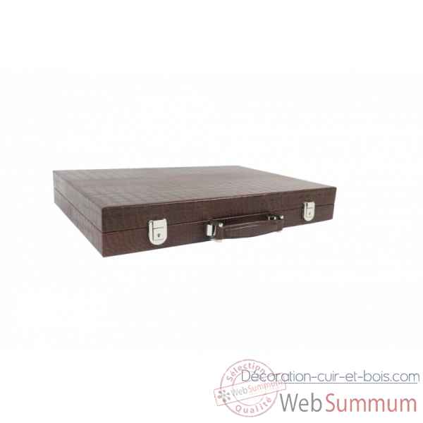 Backgammon charles cuir impression crocodile competition chocolat -B658-c -6