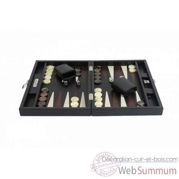 Backgammon charles cuir impression crocodile medium noir -B58L-n -4