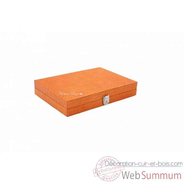 Backgammon charles cuir impression crocodile medium orange -B58L-o -11