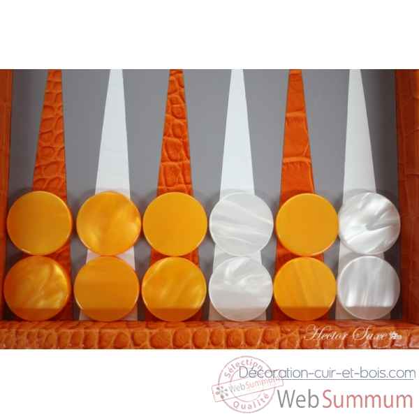 Backgammon charles cuir impression crocodile medium orange -B58L-o -4
