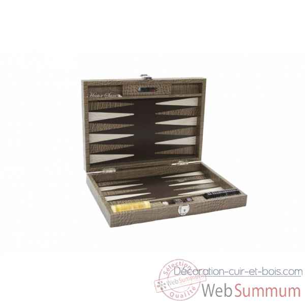 Backgammon charles cuir impression crocodile medium taupe -B58L-t -9