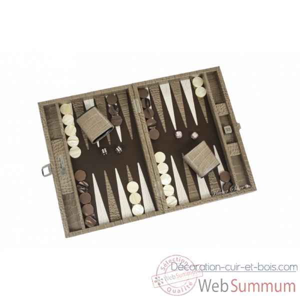 Backgammon charles cuir impression crocodile medium taupe -B58L-t -2