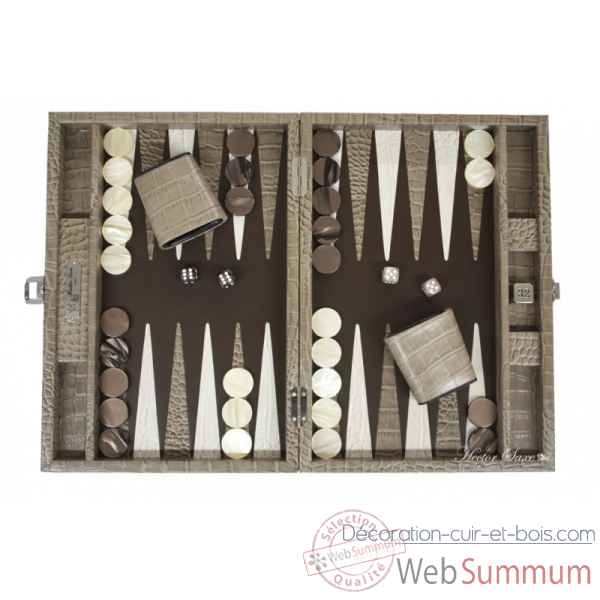 Backgammon charles cuir impression crocodile medium taupe -B58L-t