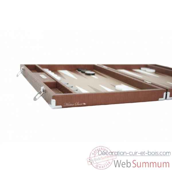 Backgammon noe cuir natte competition chocolat -B667-c -12