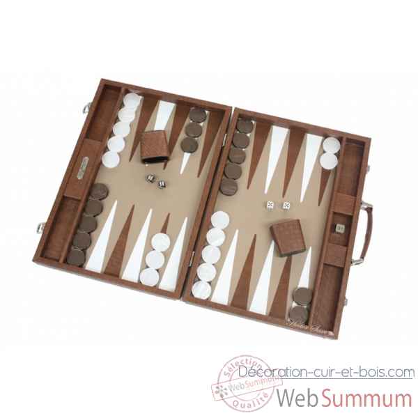 Backgammon noe cuir natte competition chocolat -B667-c -3