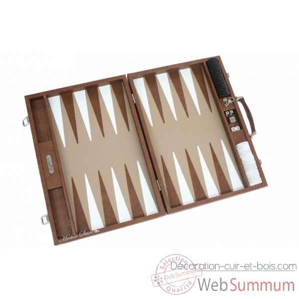 Backgammon noe cuir natte competition chocolat -B667-c -6