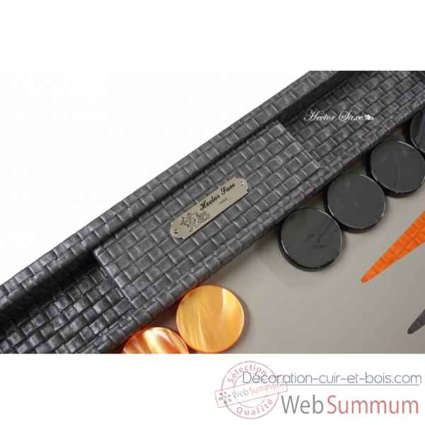Backgammon noe cuir natte competition gris -B667-g -1