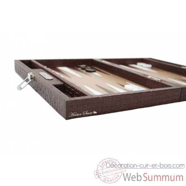 Backgammon noe cuir natte medium chocolat -B67L-c -11