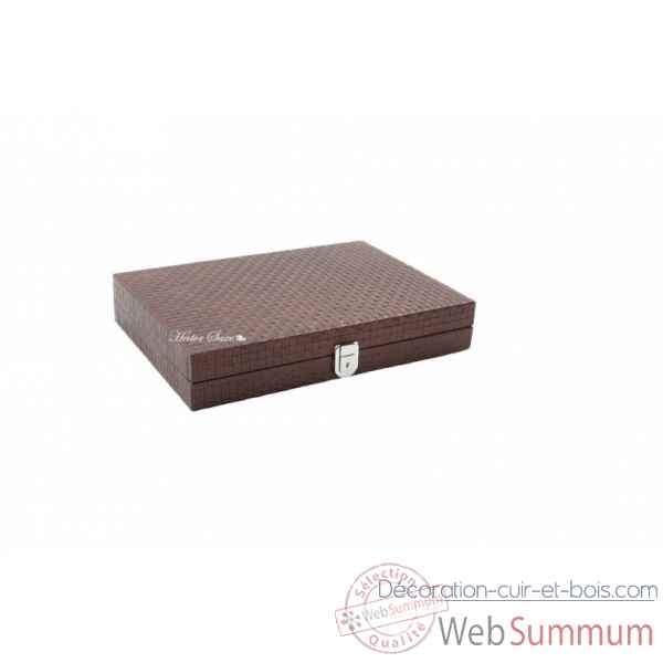 Backgammon noe cuir natte medium chocolat -B67L-c -1