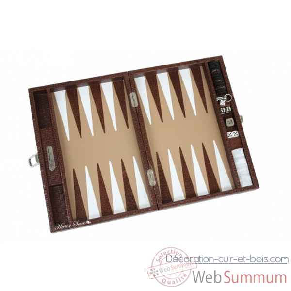 Backgammon noe cuir natte medium chocolat -B67L-c -6