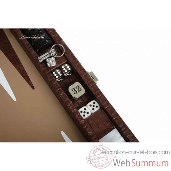 Backgammon noe cuir natte medium chocolat -B67L-c -8