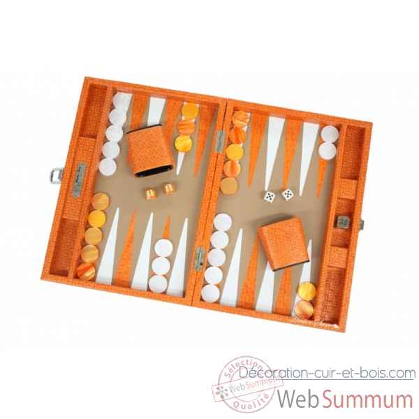 Backgammon noe cuir natte medium orange -B67L-o -1