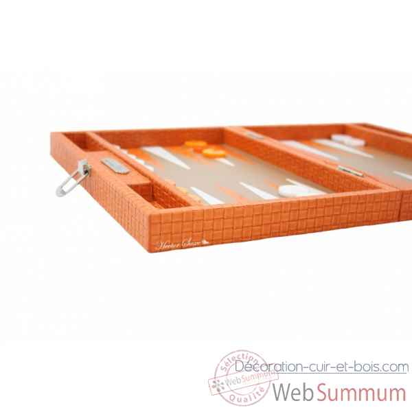 Backgammon noe cuir natte medium orange -B67L-o -6